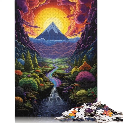 1000 Teile Psychedelische Bunte Landschaft für Erwachsene, schwierige Holzpuzzles, Puzzles für Erwachsene, Lernspiel, Herausforderungsspielzeug, 1000 Stück (75 x 50 cm) von ABFFSDT