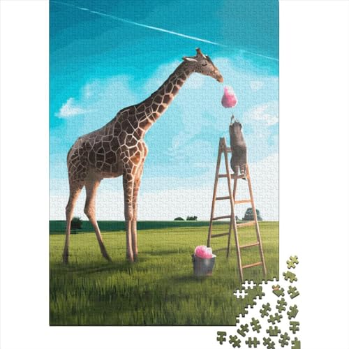 1000-teiliges Candy-Giraffe-Puzzle für Kinder, Puzzle, 1000-teiliges Puzzle, Puzzlespiel, schwieriges Herausforderungspuzzle, 1000-teilig (75 x 50 cm) von ABFFSDT