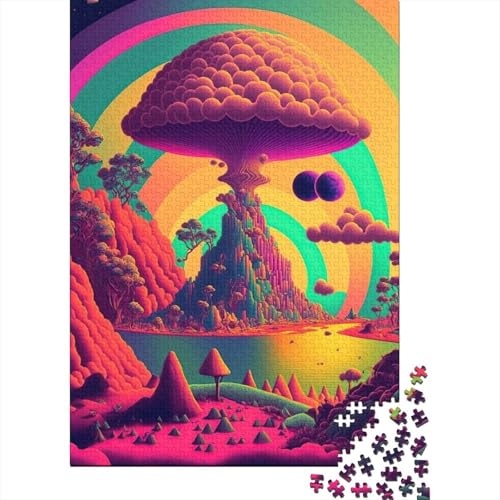 1000-teiliges Holzpuzzle für Kinder, 1000 Teile, Psychedelic_Nature, Puzzle für Kinder, Weihnachts- und Geburtstagsgeschenke, 1000 Stück (75 x 50 cm) von ABFFSDT