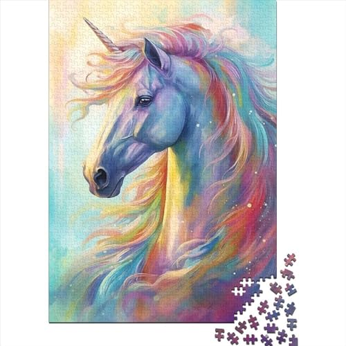 1000-teiliges Puzzle, Puzzle für Erwachsene, Standard-Puzzle, Einhorn_Pferd_Fantasy-Puzzle, Familiendekoration, Lernspielzeug, Spiele, 1000 Stück (75 x 50 cm) von ABFFSDT