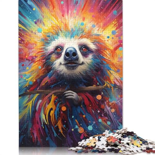 1000-teiliges Puzzle, farbenfrohes Gemälde, Faultier für Erwachsene, schwierige Puzzles, Holzpuzzles für Teenager, Geschenke, Heimdekoration, Puzzlespielzeug, 1000 Stück (75 x 50 cm) von ABFFSDT