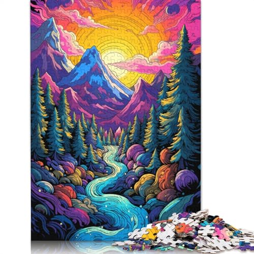 1000-teiliges Puzzle „Bunte, schöne Berge“ für Kinder, Holzpuzzle, Teenager ab 12 Jahren, 1000 Stück (75 x 50 cm) von ABFFSDT