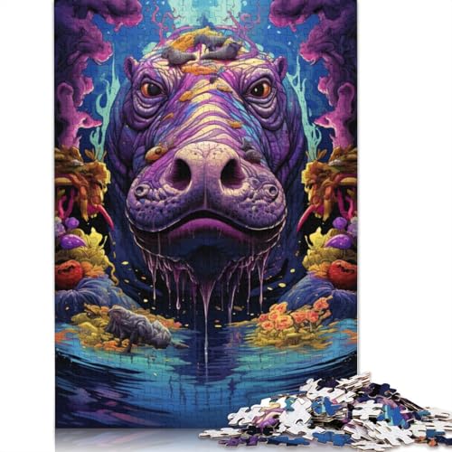 1000-teiliges Puzzle „Grumpy Hippopotamus1“ für Erwachsene, Puzzle für Erwachsene und Teenager, Lernspiel, 1000 Teile (75 x 50 cm) von ABFFSDT