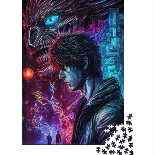 1000-teiliges Puzzle „Monster Invasion456“ Puzzle für Kinder für Kinder und Jugendliche, Holzbrettpuzzle, tolle Kinder, 1000 Teile (75 x 50 cm) von ABFFSDT