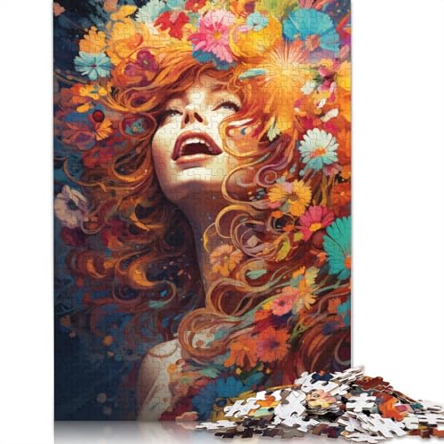 1000-teiliges Puzzle „Psychedelische Farbkunstfrau“ für Kinder, Holzpuzzle für Teenager, Lernspielzeug, 1000 Stück (75 x 50 cm) von ABFFSDT