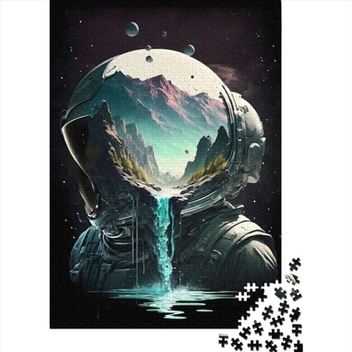 1000-teiliges Puzzle für Kinder, „Wasserfall_auf_dem_Astronaut“, 1000-teiliges Puzzle, Lernspiele für zu Hause, DIY-Spielzeug, 1000 Teile (75 x 50 cm) von ABFFSDT