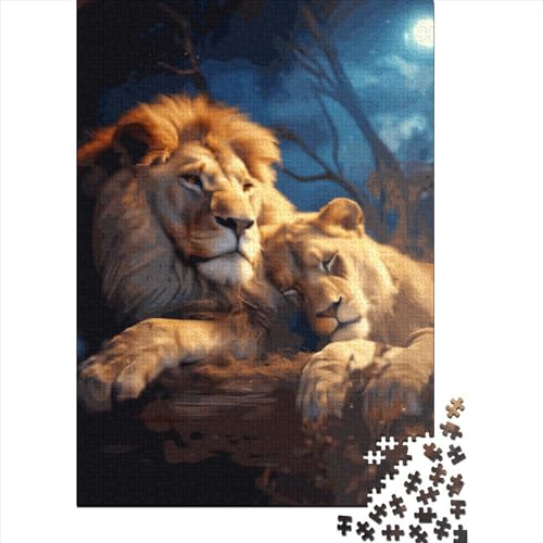 1000-teiliges Puzzle für Kinder, 1000-teiliges Puzzle „Löwenliebe“, Holzpuzzle für Kinder und Jugendliche, 1000 Teile (75 x 50 cm) von ABFFSDT