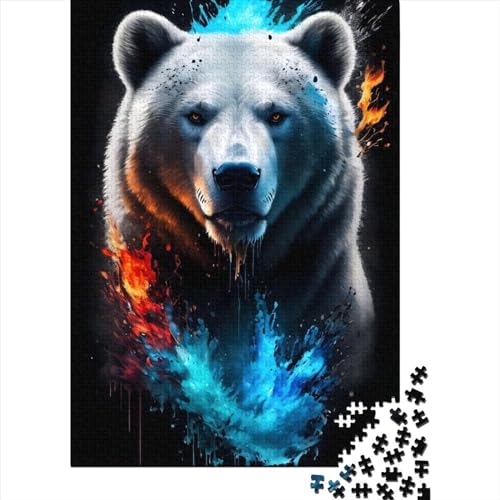 1000-teiliges Puzzle für Kinder, Eisbär-Porträt, 1000-teiliges Puzzle, Lernspiele für zu Hause, DIY-Spielzeug, 1000 Teile (75 x 50 cm) von ABFFSDT