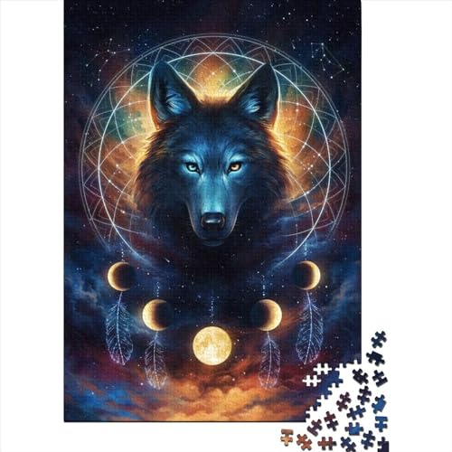 1000-teiliges Puzzle für Kinder, Traumfänger-Wolf, 1000-teiliges Puzzle, Heim-Lernspiele, DIY-Spielzeug, 1000-teilig (75 x 50 cm) von ABFFSDT