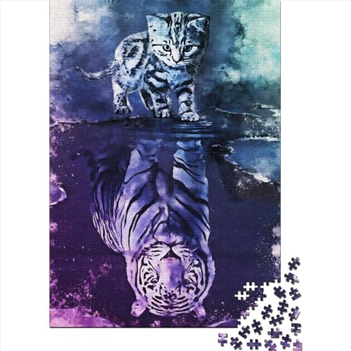 1000-teiliges Puzzle für Kinder, süße Katze, Holzpuzzle für Kinder, Lernpuzzle für Familie und Freunde, 1000 Teile (75 x 50 cm) von ABFFSDT