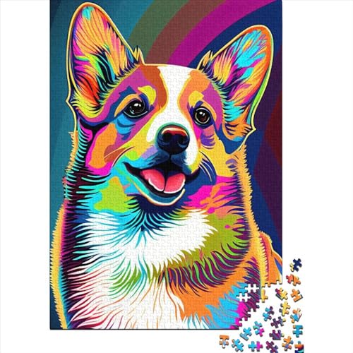 1000-teiliges Puzzle für Teenager, Corgi-Hund, Pop-Art-Tierpuzzle, Puzzle für Erwachsene, Holzpuzzle, Dekompressionsspiel, Spielzeugpuzzle, 1000-teilig (75 x 50 cm) von ABFFSDT