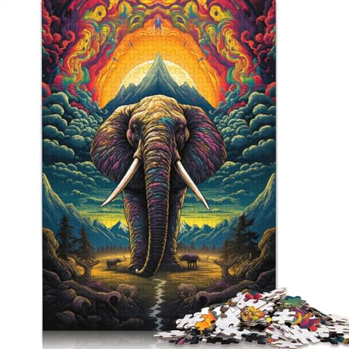 1000-teiliges Puzzle mit Buntem Elefantenmotiv, 18 Puzzleteile für Erwachsene, Puzzle für Erwachsene und Teenager, Lernspiel, 1000 Teile (75 x 50 cm) von ABFFSDT