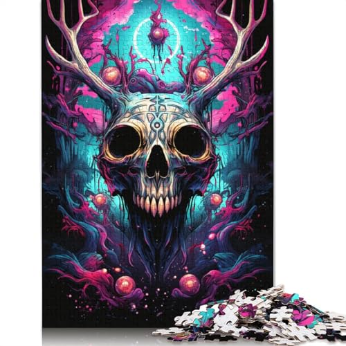 1000-teiliges Puzzle mit Elchschädel für Erwachsene, Puzzles für Erwachsene und Teenager, Erwachsene ab 14 Jahren, 1000 Teile (75 x 50 cm) von ABFFSDT