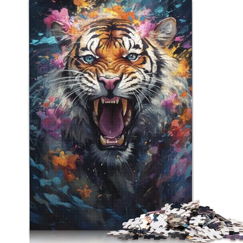 1000-teiliges Puzzle mit Sternenhimmel-Malerei, Tiger-Puzzle für Kinder, Holzpuzzle, Teenager ab 12 Jahren, 1000 Stück (75 x 50 cm) von ABFFSDT