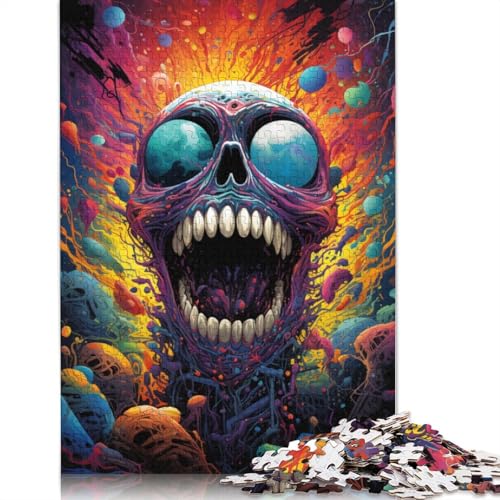 1000-teiliges Puzzle mit farbenfrohem psychedelischem Totenkopf für Erwachsene und Teenager. Puzzle für Erwachsene, Lernspielzeug, 1000 Teile (75 x 50 cm) von ABFFSDT