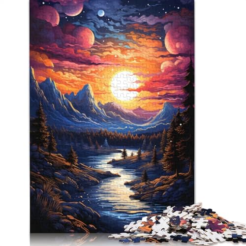 1000-teiliges Puzzle mit farbenfroher Psychedelischer Schönheitslandschaft für Erwachsene, Teenager, Puzzles, Holzpuzzles, Familienaktivitäts-Puzzles, 1000-teilig (75 x 50 cm) von ABFFSDT