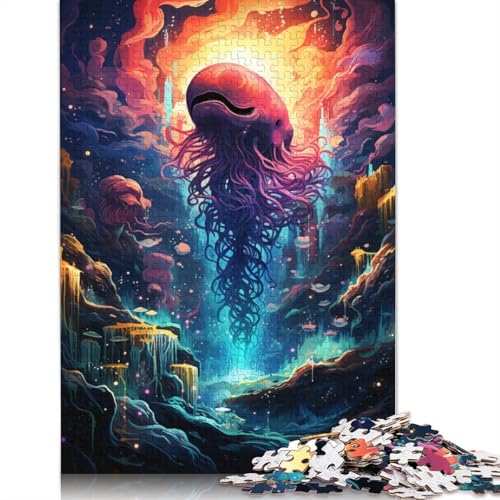 1000-teiliges farbenfrohes psychedelisches Quallen-Puzzle für Erwachsene, Puzzle für Erwachsene und Teenager, Lernspiel, 1000 Teile (75 x 50 cm) von ABFFSDT