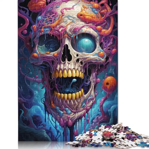 1000-teiliges farbenfrohes psychedelisches Totenkopf-Puzzle für Erwachsene Teenager, Puzzle für Erwachsene, Lernspiel für Erwachsene, 1000 Teile (75 x 50 cm) von ABFFSDT