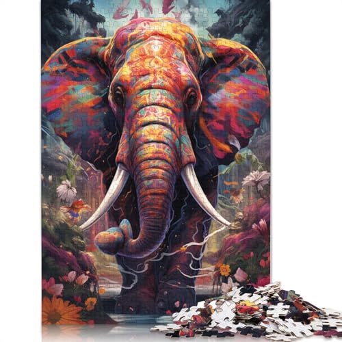500-teiliges Puzzle „Farbiger Elefant“7, Puzzles für Erwachsene, Puzzles für Erwachsene und Teenager, Erwachsene, ab 14 Jahren, 500 Teile (52 x 38 cm) von ABFFSDT