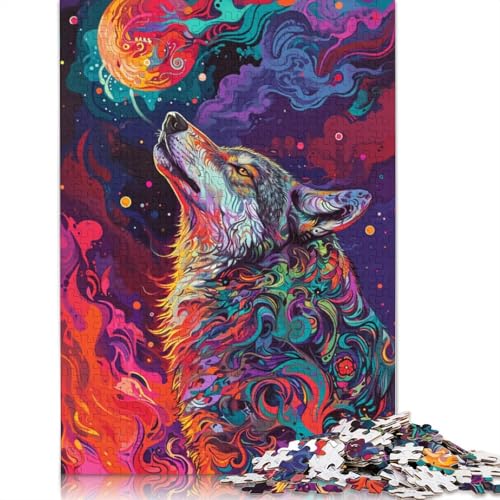 500-teiliges psychedelisches, farbenfrohes, exotisches Wolf-Puzzle für Erwachsene. Puzzles für Erwachsene und Teenager Erwachsene ab 14 Jahren. 500 Teile (52 x 38 cm) von ABFFSDT