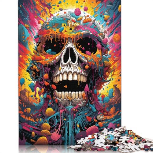 Bunte Psychedelia mit psychedelischen Totenköpfen Puzzle 1000 Teile Holzpuzzle Puzzle für Kinder und Jugendliche für Kinder und Jugendliche ab 12 Jahren 1000 Teile (75 x 50 cm) von ABFFSDT