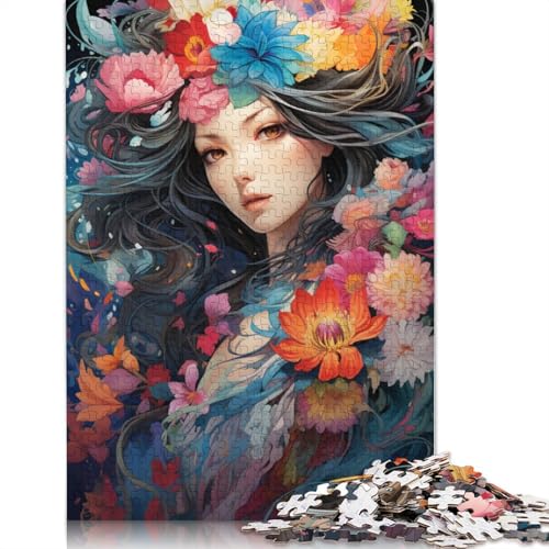 Bunte Psychedelie eines hübschen Blumenmädchen-Puzzles für Erwachsene und Teenager, ab 14 Jahren, 300 Teile (40 x 28 cm) von ABFFSDT