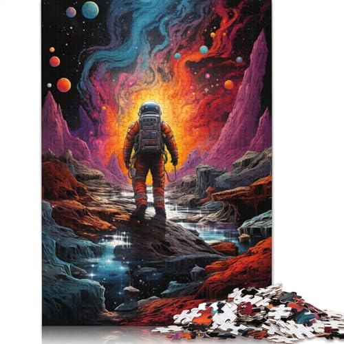 Bunte Zeichnung eines Astronauten-Puzzles, 1000 Teile, Holzpuzzle für Erwachsene und Teenager, für Erwachsene und Teenager ab 12 Jahren, 1000 Teile (75 x 50 cm) von ABFFSDT