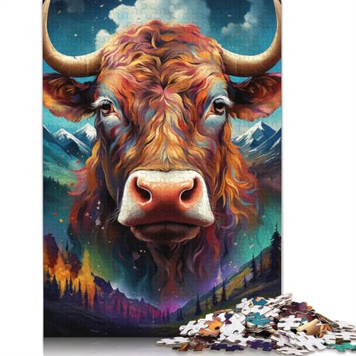 Buntes psychedelisches Kuh-Puzzle für Kinder und Jugendliche, 1000 Teile, Puzzle, Puzzle für Kinder, Lernspiel, Herausforderungsspielzeug, 1000 Teile (75 x 50 cm) von ABFFSDT