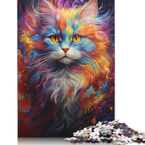 Buntes süßes Kätzchen-Puzzle, 1000 Teile, Puzzle für Erwachsene, Holzpuzzle, nachhaltiges Puzzle für Erwachsene | Spiele 1000 Teile (75 x 50 cm) von ABFFSDT
