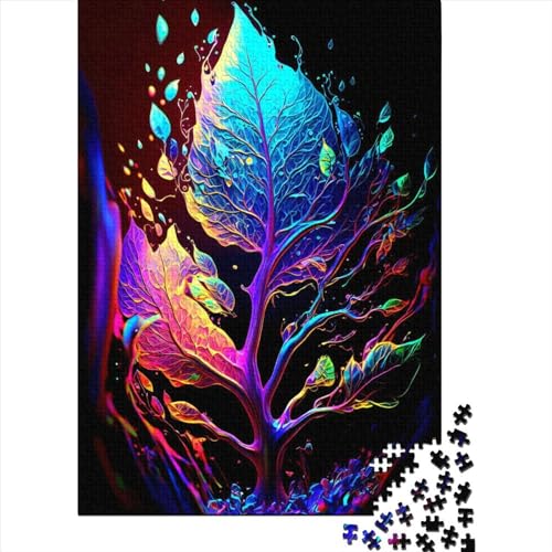 Colorful Leafs3 Puzzle für Kinder, 1000 Teile, anspruchsvolles großes DIY-Puzzle, Lernspielzeug, lustige Familienspiele, einzigartige Heimdekoration, 1000 Teile (75 x 50 cm) von ABFFSDT