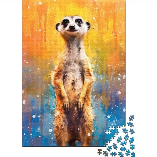 Erdmännchen-Gemälde, Holzpuzzle, 1000 Teile, für Kinder ab 18 Jahren, Stressabbau-Puzzle, Gelegenheitsspiele, 1000 Teile (75 x 50 cm) von ABFFSDT