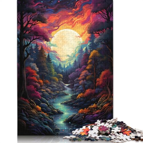 Farbenfrohes psychedelisches Nachtpuzzle für Erwachsene und Jugendliche, 1000 Teile. Puzzle für Erwachsene und Jugendliche. Lernpuzzle, 1000 Teile (75 x 50 cm) von ABFFSDT