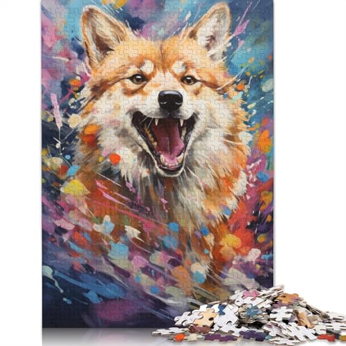 Farbenfrohes psychedelisches Shiba Inu-Puzzle mit 1000 Teilen für Kinder, Puzzle für Kinder und Jugendliche ab 12 Jahren, 1000 Teile (75 x 50 cm) von ABFFSDT
