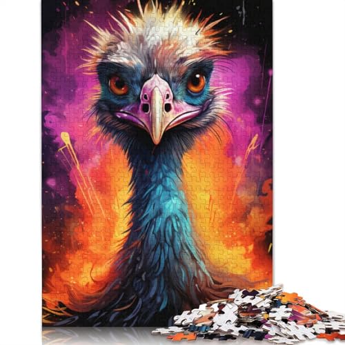 Farbenfrohes psychedelisches Straußenpuzzle für Erwachsene und Jugendliche, 1000 Teile, Puzzle für Erwachsene, Jugendliche ab 12 Jahren, 1000 Teile (75 x 50 cm) von ABFFSDT