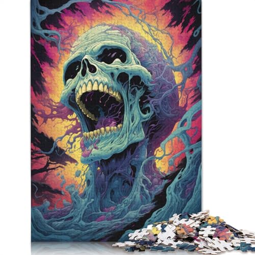 Farbenfrohes psychedelisches Totenkopf-Puzzle für Erwachsene und Jugendliche, 1000 Teile, Puzzle für Erwachsene, Jugendliche ab 12 Jahren, 1000 Teile (75 x 50 cm) von ABFFSDT
