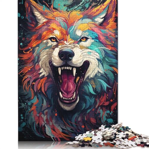 Farbenfrohes psychedelisches Wölfin-Puzzle für Erwachsene und Jugendliche, 1000 Teile, Puzzle für Erwachsene, Puzzles, Heimdekoration, Puzzle-Spielzeug, 1000 Teile (75 x 50 cm) von ABFFSDT