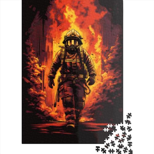 Feuerwehrmann-Flamme, Holzpuzzle für Erwachsene, Puzzle 1000 Teile, Puzzlespiel für Erwachsene, interessantes Spielzeug, personalisiertes Puzzle, Lernspielzeug, 1000 Teile (75 x 50 cm) von ABFFSDT
