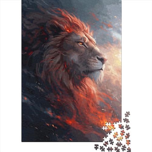 Löwengesicht-Holzpuzzle für Erwachsene, Puzzle 1000 Teile, Puzzlespiel für Erwachsene, interessantes Spielzeug, personalisiertes Puzzle, Lernspielzeug, 1000 Teile (75 x 50 cm) von ABFFSDT