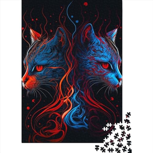 Lovely Cats1 Holzpuzzle mit 1000 Teilen für Kinder ab 18 Jahren, Stressabbau-Puzzle, Gelegenheitsspiele, 1000 Teile (75 x 50 cm) von ABFFSDT