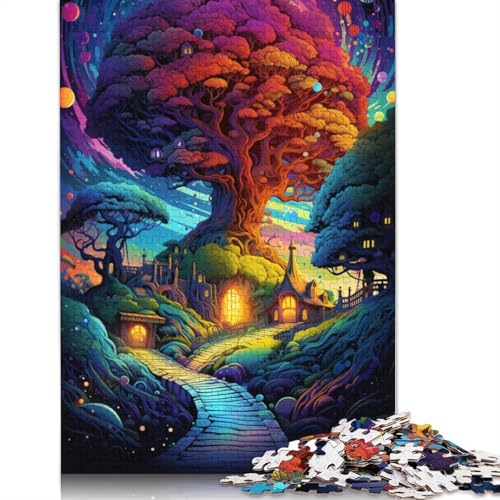 Psychedelischer, farbenfroher Weltbaum, Puzzles für Kinder, 1000 Puzzles, Puzzles für Kinder, Lernspiel, Herausforderungsspielzeug, 1000 Stück (75 x 50 cm) von ABFFSDT