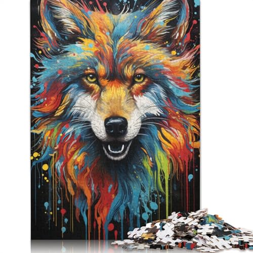 Psychedelisches Gemälde, farbenfrohes Fuchs-Puzzle, 1000 Teile, für Teenager, Geschenke, Holzpuzzle für Teenager, für Kinder und Teenager ab 12 Jahren, 1000 Teile (75 x 50 cm) von ABFFSDT