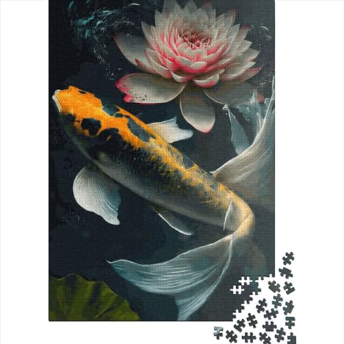 Puzzle 1000 Teile, Koi-Fisch-Puzzle für Kinder, kreatives Holzpuzzle, Puzzle für Teenager, 1000 Teile (75 x 50 cm) von ABFFSDT