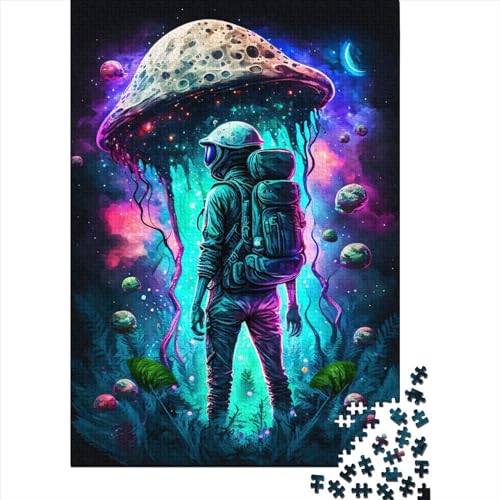Puzzle 1000 Teile, Pilz-Weltraumforscher, kreatives Puzzle für Kinder, Holzbrett-Puzzle für Geburtstags- und Festivalgeschenke, 1000 Teile (75 x 50 cm) von ABFFSDT
