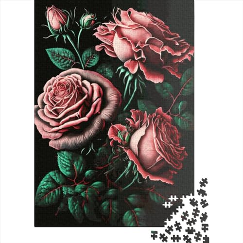 Puzzle 1000 Teile, Rosa Rosen, Puzzle für Kinder, Kreatives Holzpuzzle, Puzzle für Teenager, 1000 Teile (75 x 50 cm) von ABFFSDT