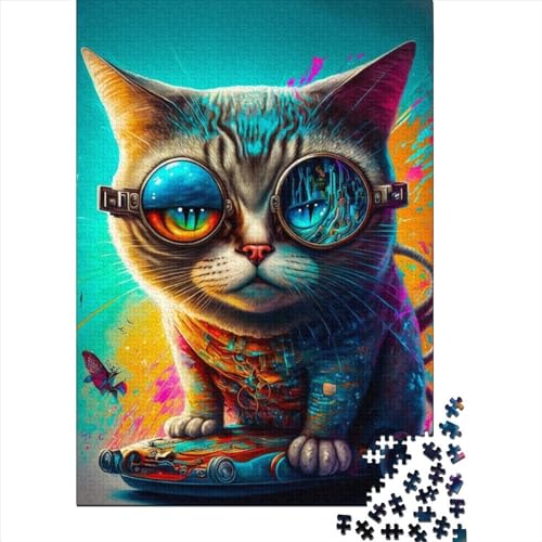 Puzzle 1000 Teile „Katze, süßes Tier“, Holzpuzzle für Kinder und ab 18 Jahren, Denksport-Puzzle für Kinder, 1000 Teile (75 x 50 cm) von ABFFSDT