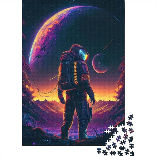 Puzzle 1000 Teile Neon Astronaut1 Puzzle Puzzle für Erwachsene Schwierigkeitsgrad Puzzle Holzpuzzle Lernspiel Spielzeug 1000 Teile (75x50cm) von ABFFSDT