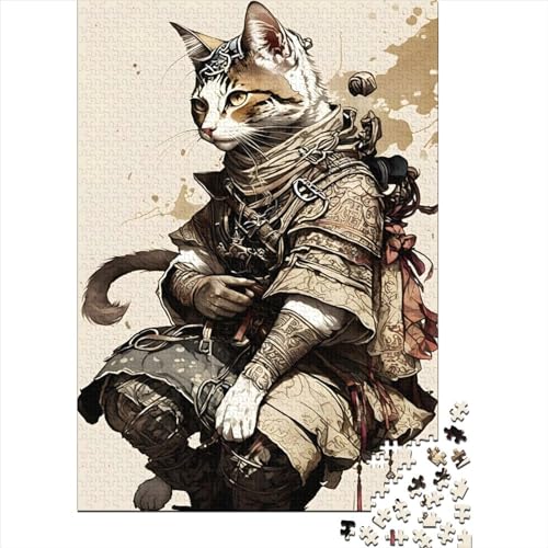 Puzzle 1000 Teile Samurai-Katzen-Puzzle für Kinder und Jugendliche, Holzbrett-Puzzle, Lernspielzeug, Familienspiele, 1000 Teile (75 x 50 cm) von ABFFSDT