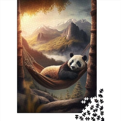 Puzzle für Erwachsene, 1000 Teile, Chilling Hammock Panda Puzzle, Holzpuzzle, Lernspielzeug, Puzzle, Gelegenheitsspiele, 1000 Teile (75 x 50 cm) von ABFFSDT