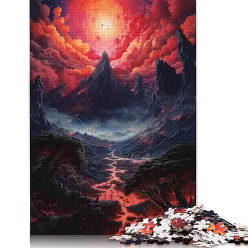 Puzzle für Erwachsene, farbenfrohe psychedelische japanische Landschaft, 11 Puzzles, Holzpuzzle, Lernspiel, Herausforderungsspielzeug, 1000 Teile (75 x 50 cm) von ABFFSDT