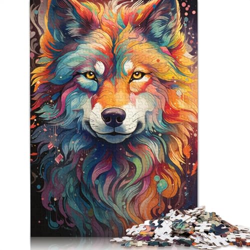 Puzzle für Erwachsene mit 1000 Teilen, „Die farbenfrohe Psychedelie der Polarwölfe“, Puzzle für Kinder, Lernspiel, Herausforderungsspielzeug, 1000 Teile (75 x 50 cm) von ABFFSDT